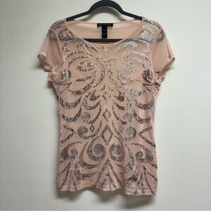 INC International Concepts Pink and Silver Sequin Tee